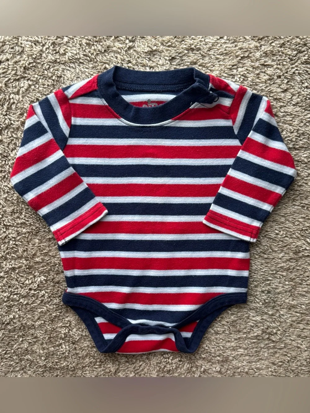 Circo Baby Long Sleeve Striped Bodysuit Red Navy White 6M